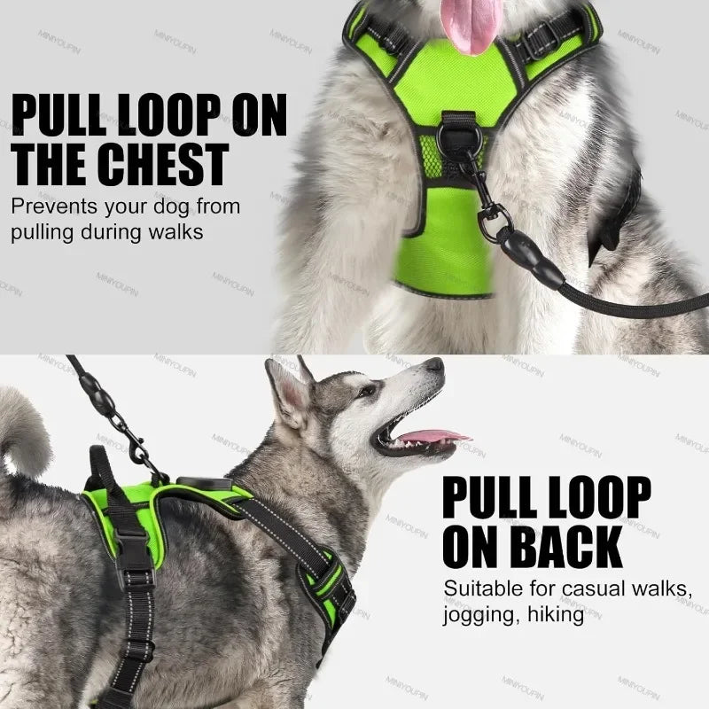 LED Luminous Dog Harnesses for Dog Walking Safety at Night USB Rechargeable Dog Vest with Three LED Light Modes.