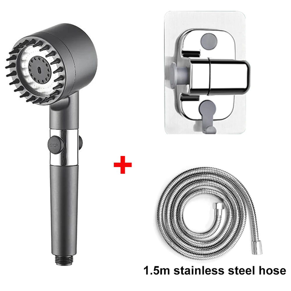 3 Modes Handheld Shower Head Filter Powerful Massage Spa High Pressure Water Saving Showerhead with ON/OFF Switch for Bathroom.