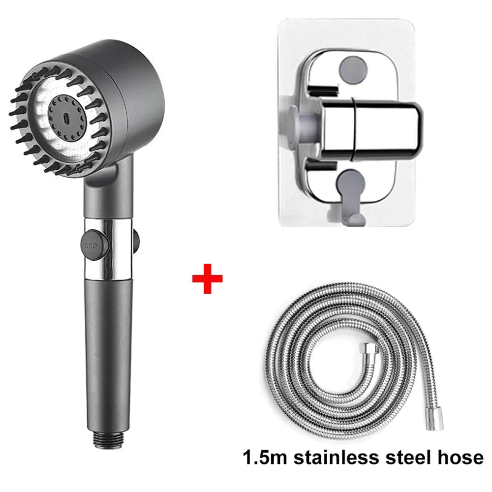 3 Modes Handheld Shower Head Filter Powerful Massage Spa High Pressure Water Saving Showerhead with ON/OFF Switch for Bathroom.