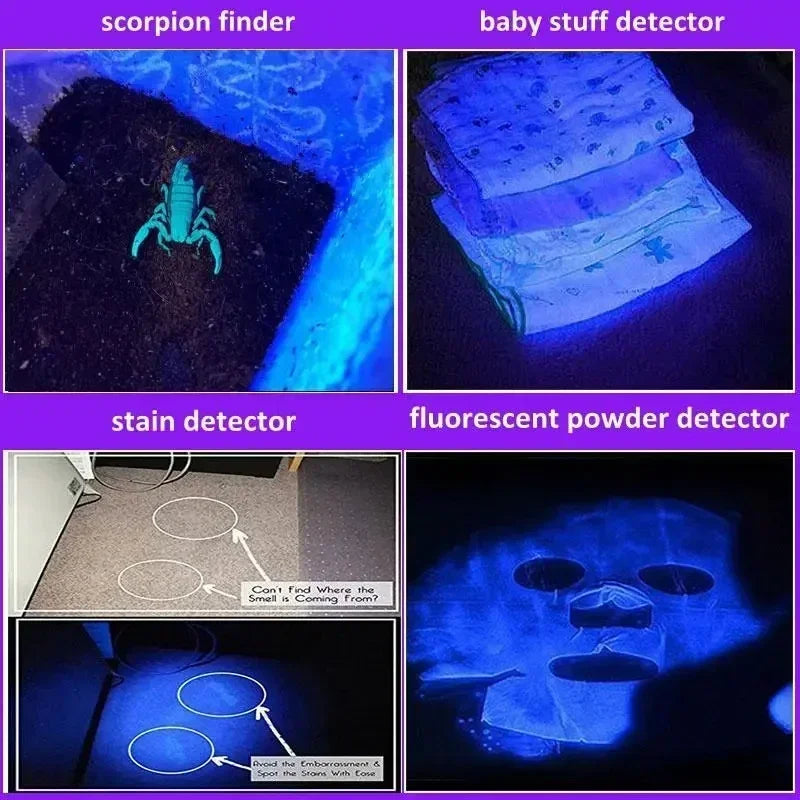 395nm UV Flashlight LED Portable Mini Handheld Ultraviolet Torch Light for Pet Stains Anti-counterfeiting Identification.