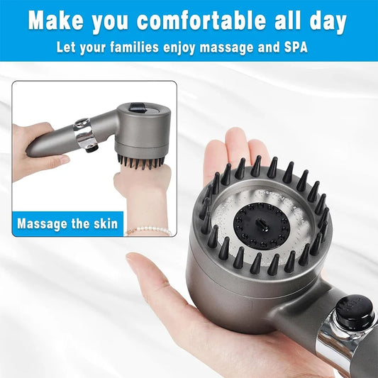 3 Modes Handheld Shower Head Filter Powerful Massage Spa High Pressure Water Saving Showerhead with ON/OFF Switch for Bathroom.