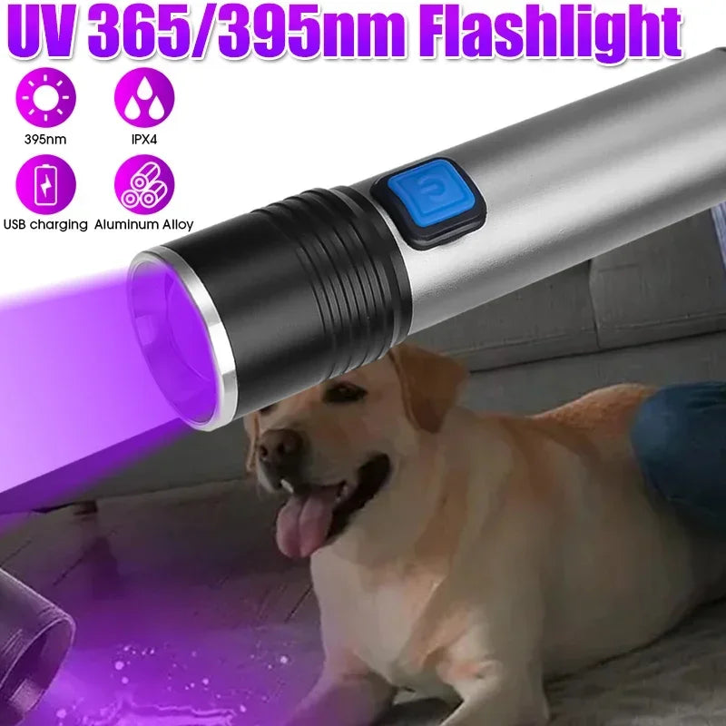 395nm UV Flashlight LED Portable Mini Handheld Ultraviolet Torch Light for Pet Stains Anti-counterfeiting Identification.